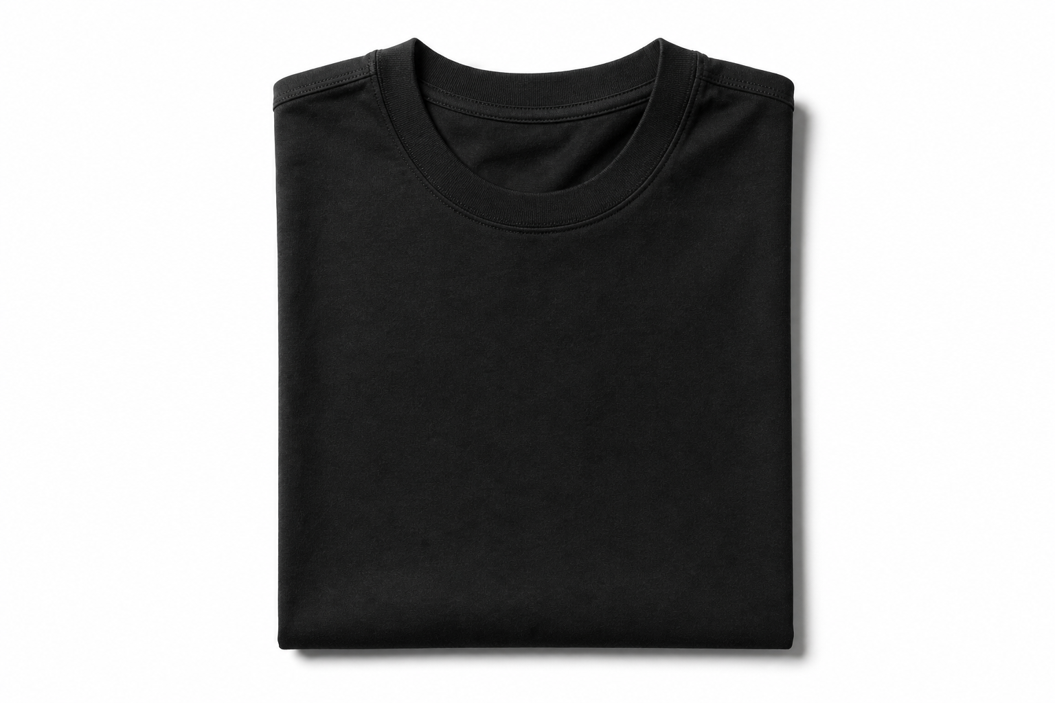 Black cotton t-shirt flat lay